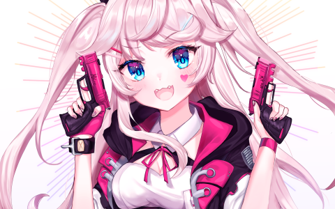 Anime girl with fangs